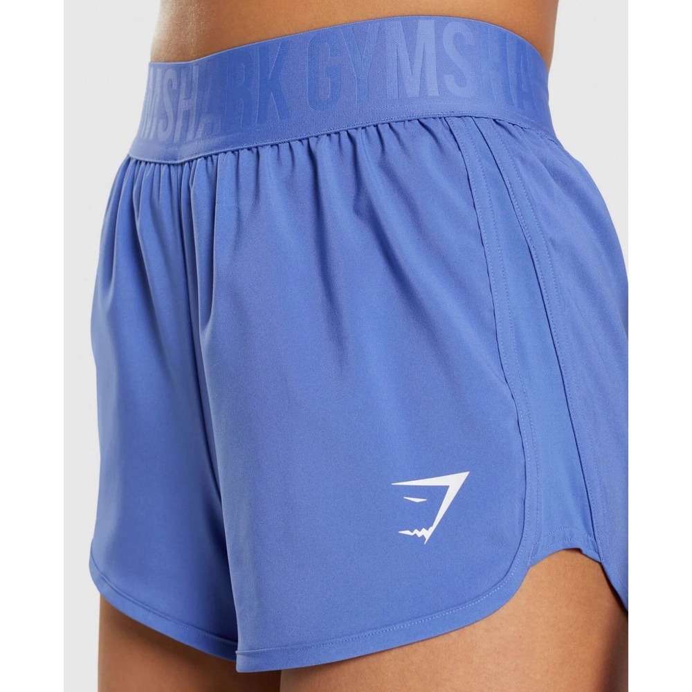 Gymshark Training Loose Fit Shorts Blue Branded Waistband Dolphin Hem Womens L - Picture 6 of 10